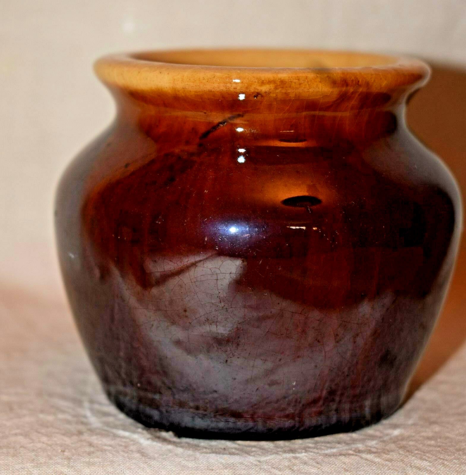 Brown Stoneware bowl 57 on bottom 2 7/8 inches tall x 3 1/2 inches wide pottery