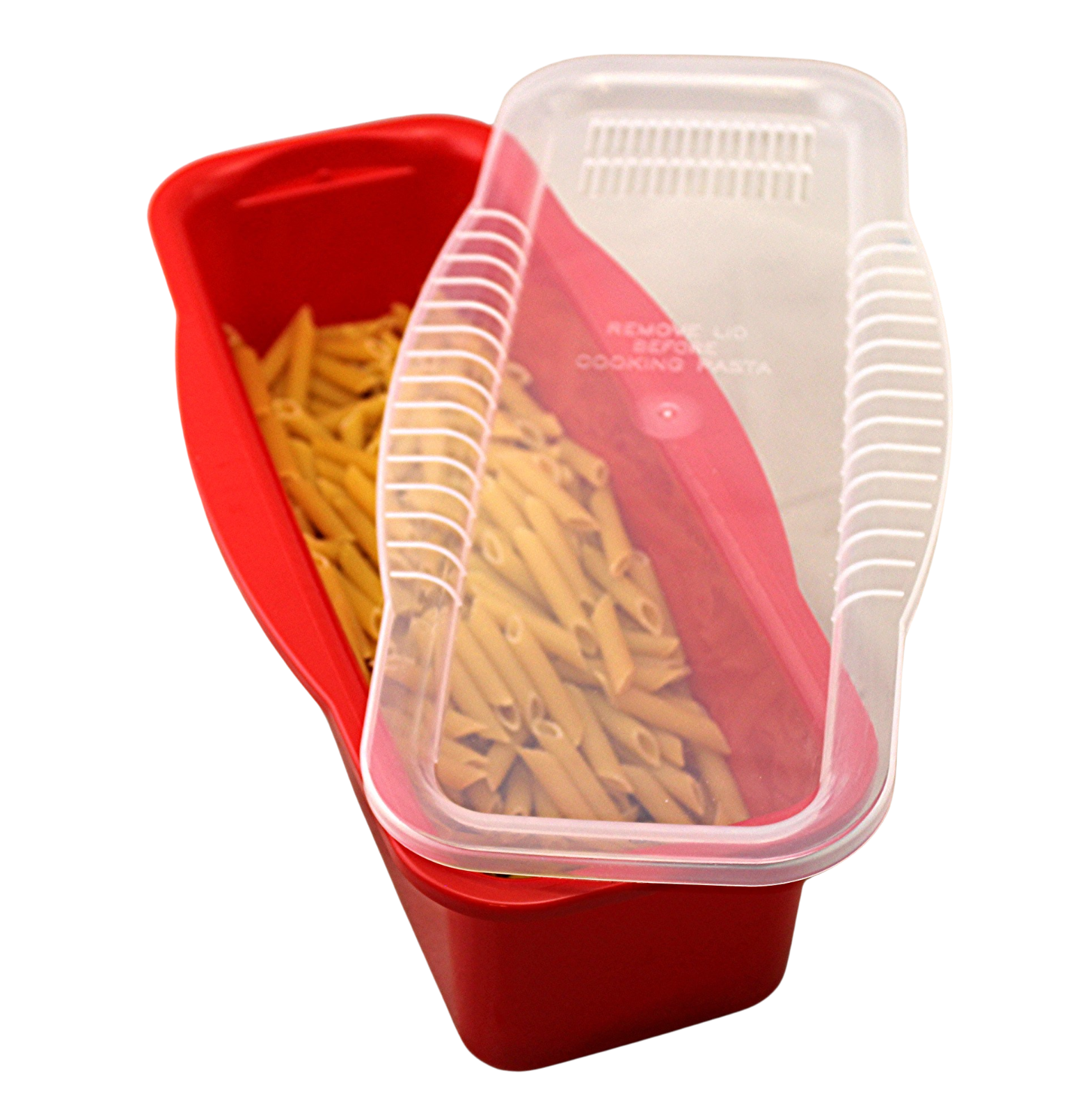 BPA-Free Non-Stick Microwave Pasta Cooker Red with Portioning Tool Easy Meals