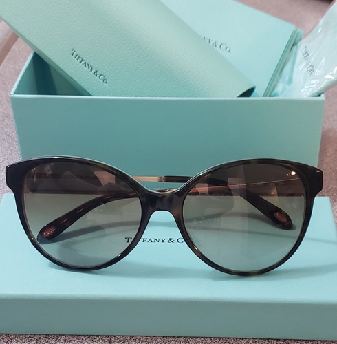 Pre-owned Tiffany & Co . Tf 4127 8134/3b Havana/blue & Brown Sunglasses