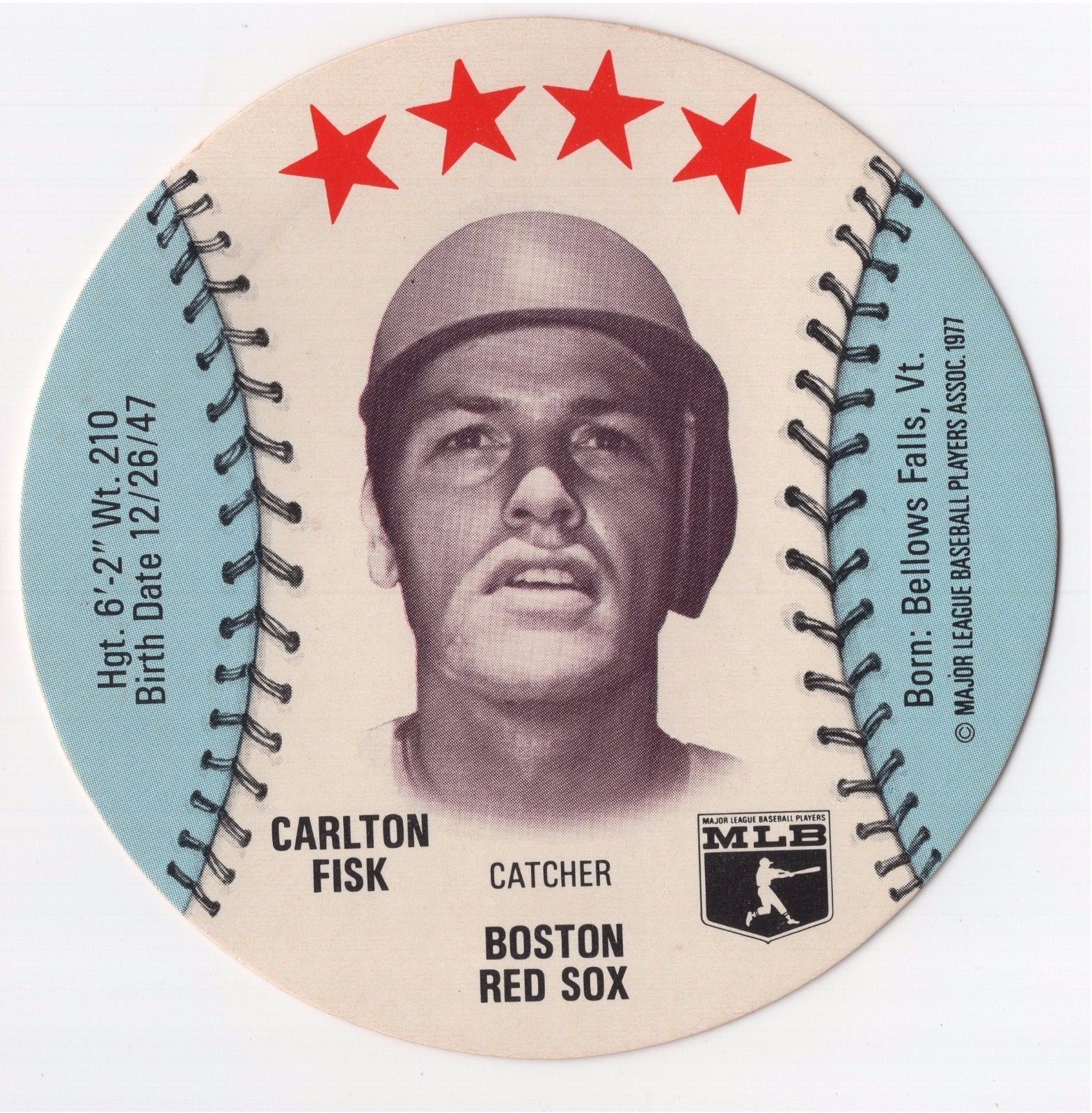 1977 Zip'z Discs Carlton Fisk Red Sox #21 | eBay