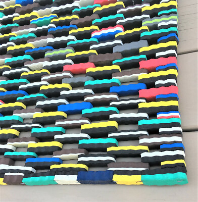 HAPPY COLORS  Welcome Door Mat Made From Flip Flop Pcs 18" X 30" Repurposed