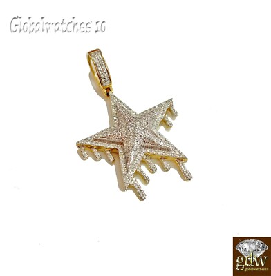 Pre-owned Globalwatches10 Real 10k Yellow Gold And Diamond Star Charm/pendant For Men/women, Angel In G-i