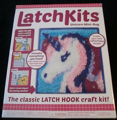 GIRLS UNICORN LATCH HOOK CRAFT KIT BY KAHOOTZ NEW IN BOX AGE 6+