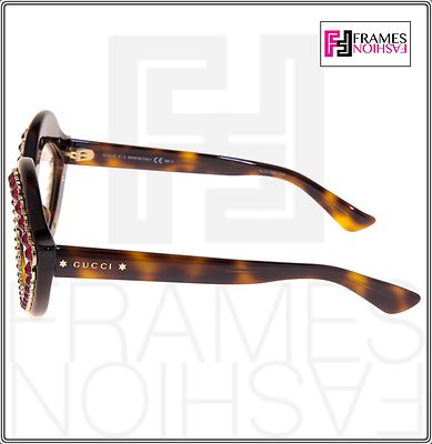 Pre-owned Gucci 0045 Crystal Lips Red Stud 3867 Tortoise Sunglasses Glasses Gg3867s In Clear