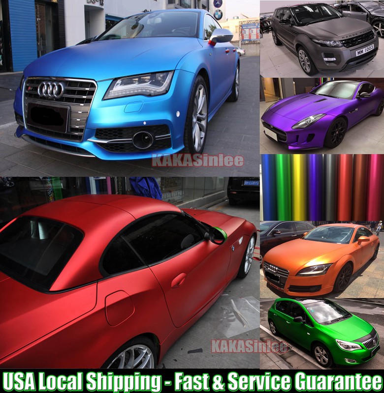Car Satin Matte Metal Metallic Chrome Vinyl Wrap Sticker Sheet Film HD Style