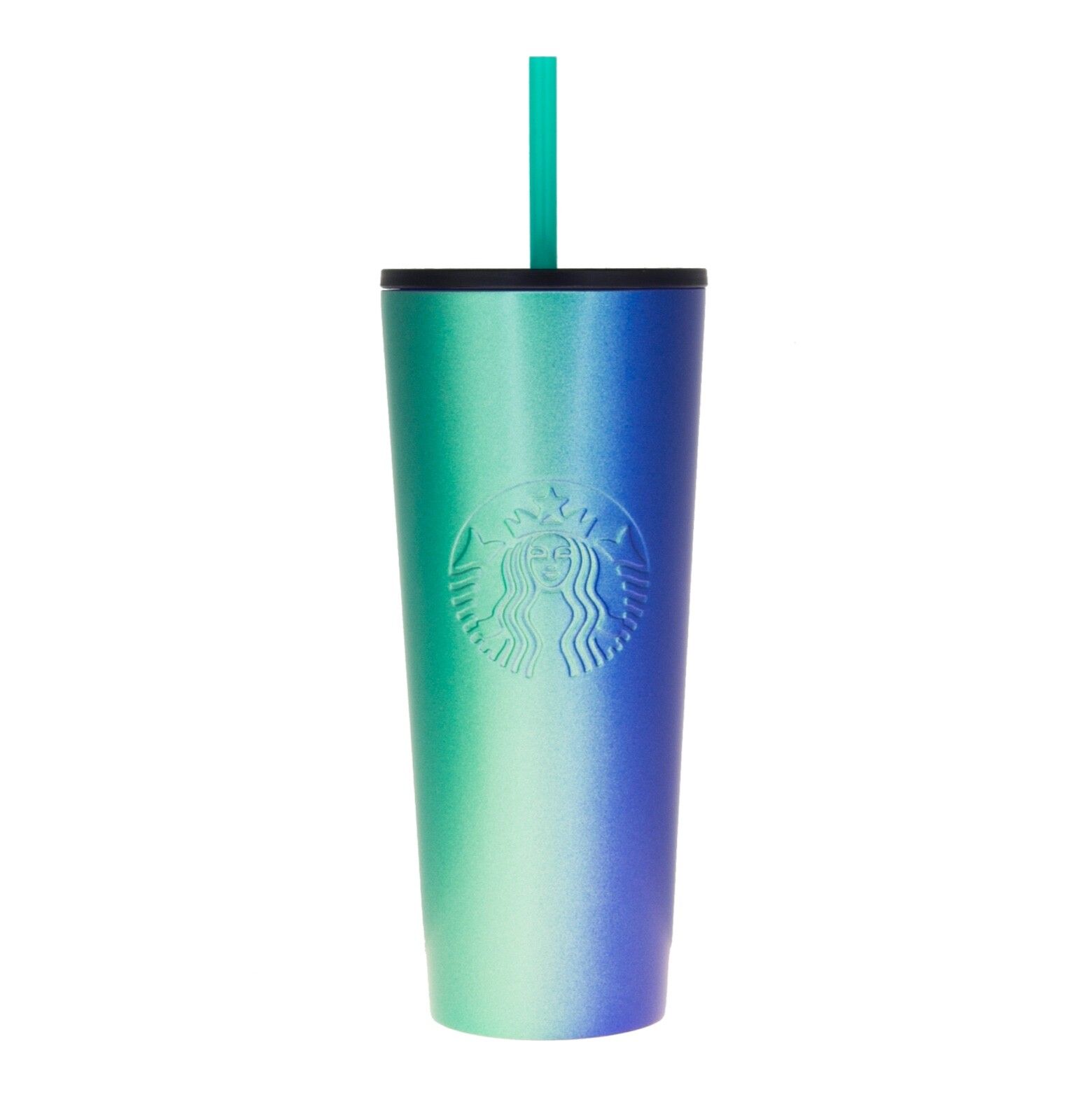 Starbucks Blue Teal Gradient Glitter Stainless Steel Tumbler