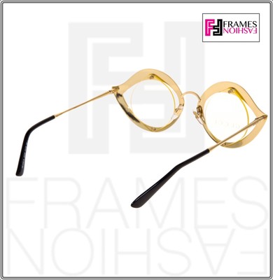 Pre-owned Gucci Lips Crystal Sunglasses 4287 Cat Eye Gold Metal Frame Glasses 0046 In J5g99