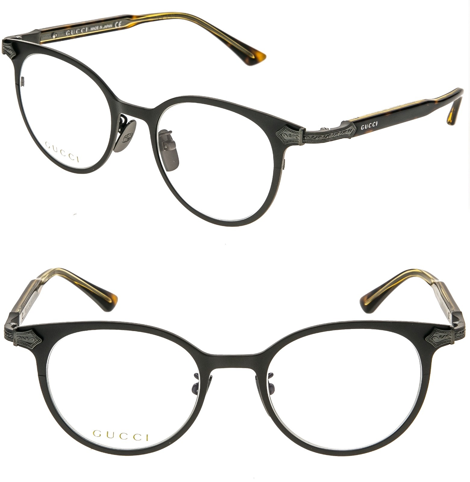 GUCCI GG0068O 0068 Titanium Brown Gold Eyeglasses Optical