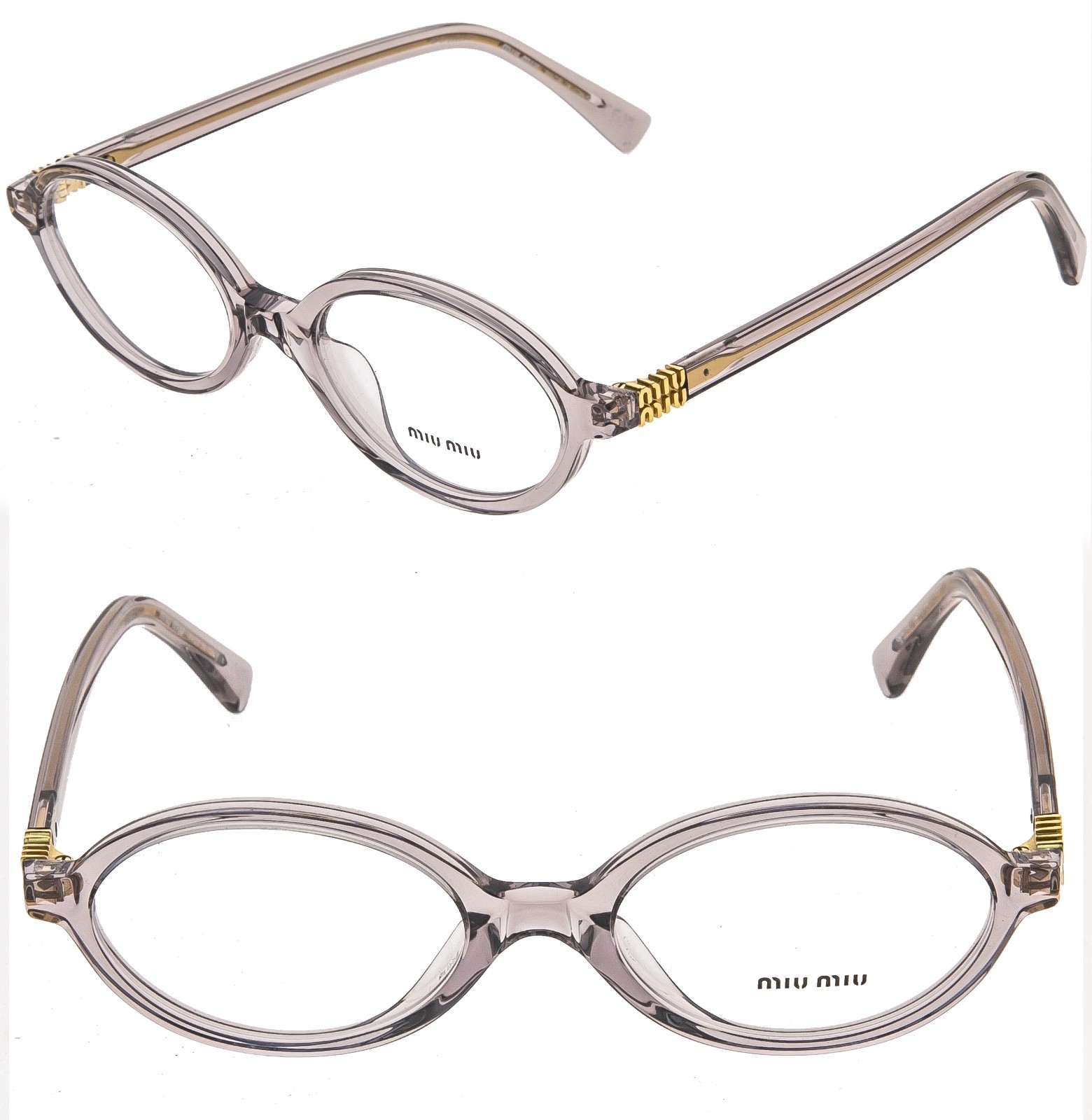 ラオラクルミューミューネッグ MIU MIU 01X LOGO MU01XV Mauve Pink Oval Classic Eyeglasses