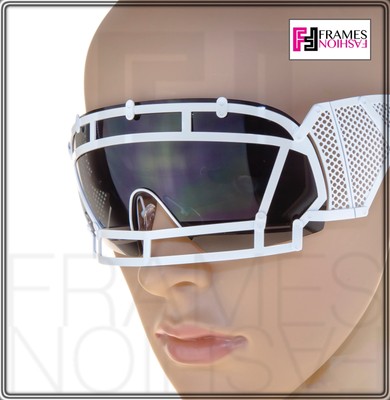 Pre-owned Linda Farrow Ktz X  Football Helmet Sunglasses Black White Mirrored Mask Ktz1 In Gray