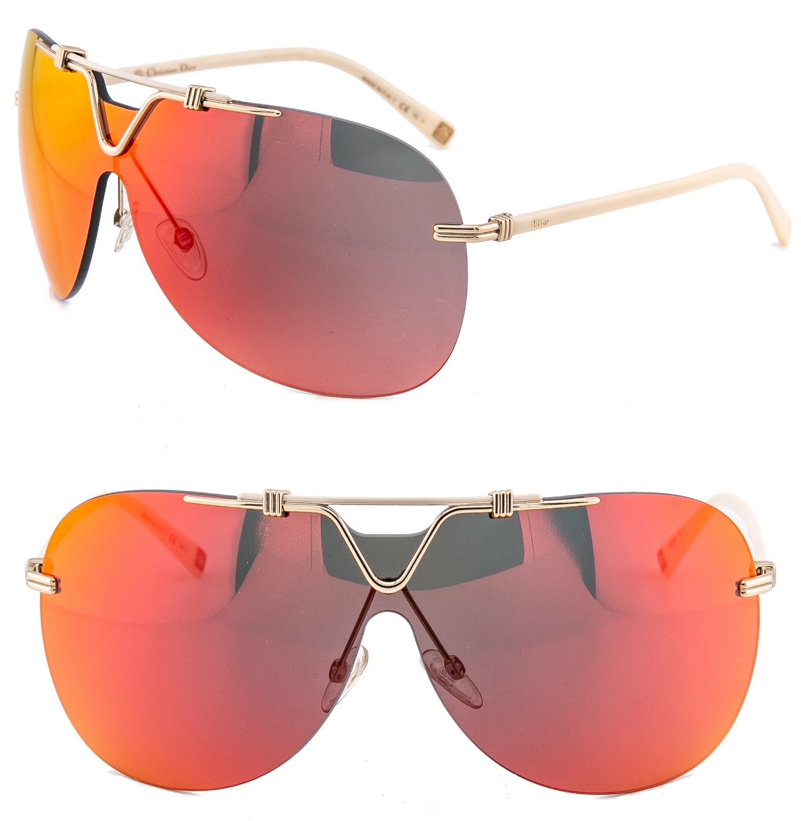 CHRISTIAN DIOR 57TH Mask Wrap Shield Unisex Sunglasses Ivory