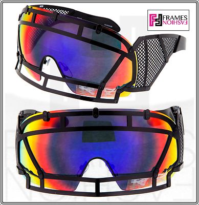 Pre-owned Linda Farrow Ktz X  Football Helmet Sunglasses Black Steel Orange Mirrored Ktz1 In Orange Revo