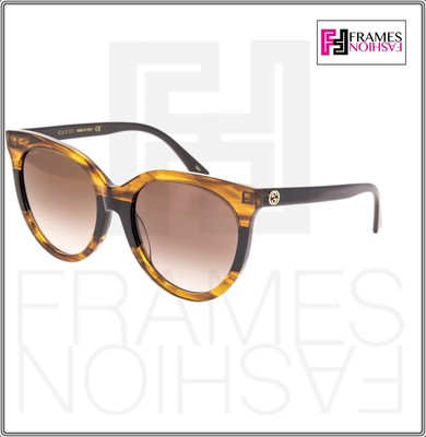 Pre-owned Gucci Square Oversized Gg0179s Black Brown Tortoise Stripe Logo Sunglasses 0179