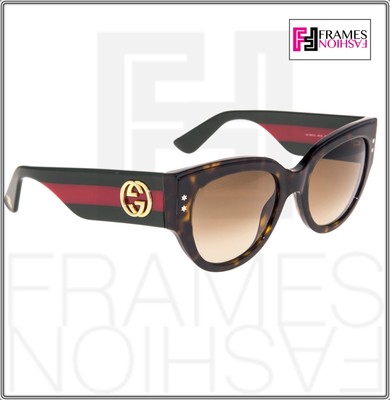 Pre-owned Gucci 3864 Red Green Brown Havana Gradient Women Square Sunglasses Gg3864s Star In U1djd