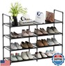 FIDUCIAL HOME 4 Tiers Shoe Rack Organizer 16-20 Pairs Stackable Shoe Storage Shelf Durable for Closet Entryway, Black