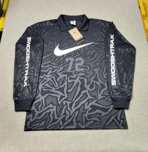 NIKE SwooshTrax 72 Shirt XS Mens Black White Long Sleeve