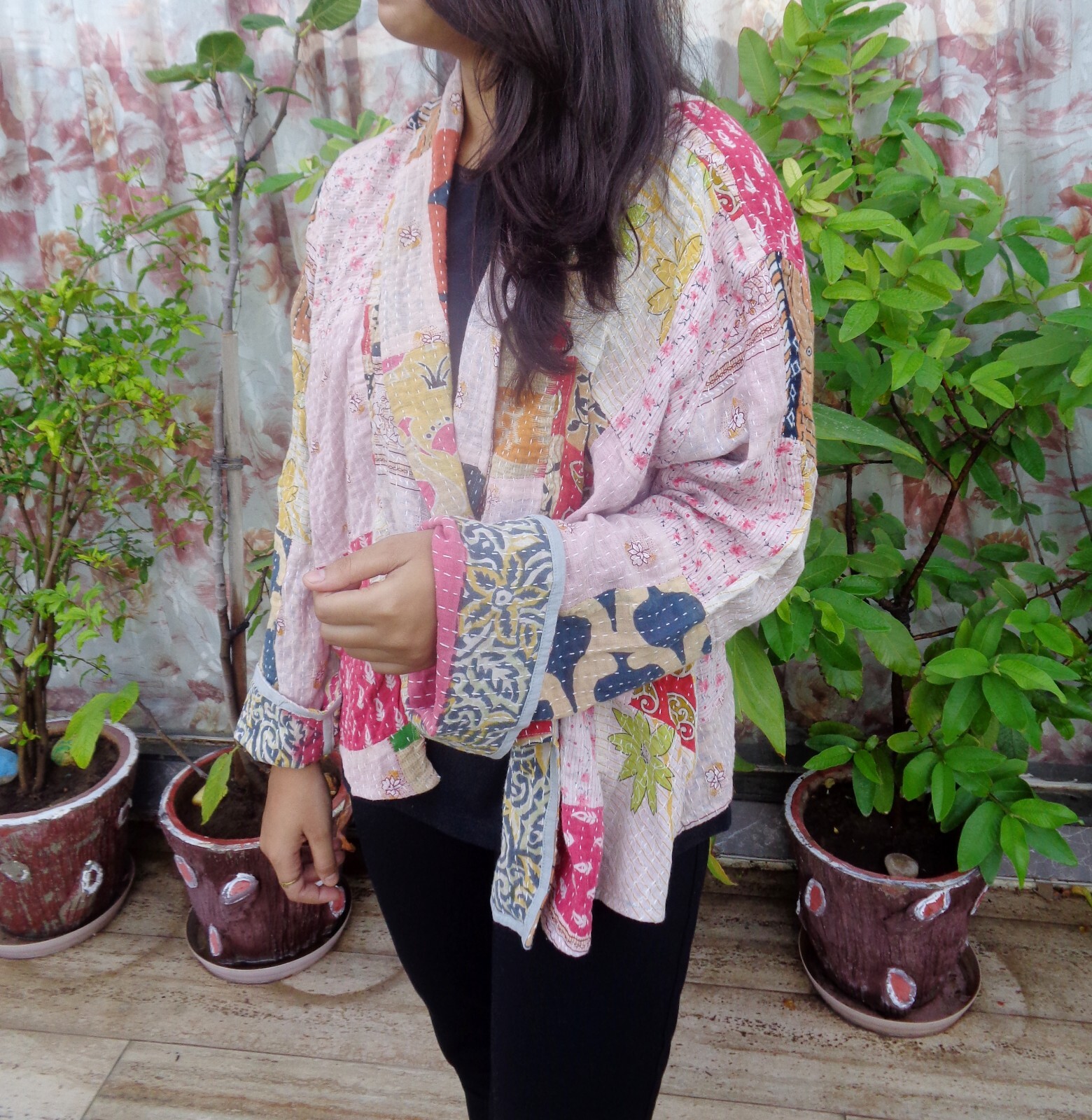 Pre-owned Handmade 25 Pc Lot Vintage Kantha Jacket Assorted Cotton Short Boxy Wrap Jackets