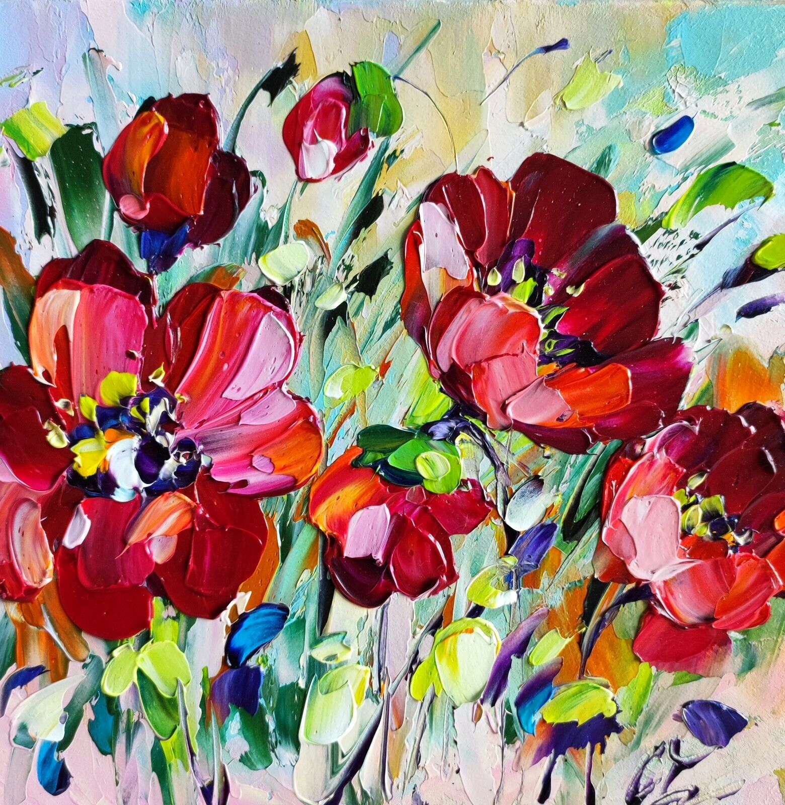 絵画 Oil painting of beautiful flowers. EXCEPTIONAL VINTAGE STILL LIFE FLOWERS OIL PAINTING VIBRANT
