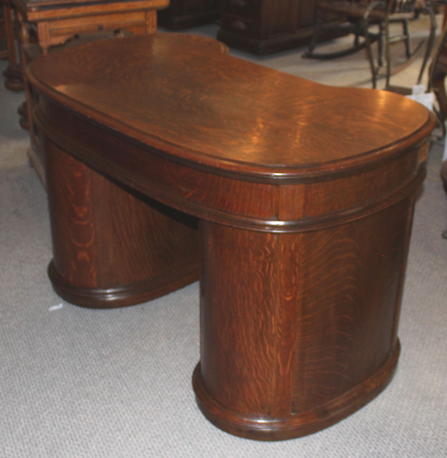 Antique quarter sawn Oak Kidney Shaped Desk – original finish