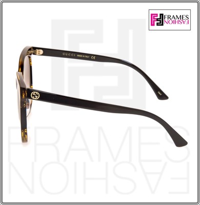 Pre-owned Gucci Square Oversized Gg0179s Black Brown Tortoise Stripe Logo Sunglasses 0179