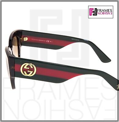 Pre-owned Gucci 3864 Red Green Brown Havana Gradient Women Square Sunglasses Gg3864s Star In U1djd