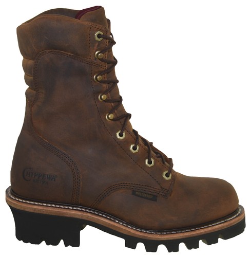 Pre-owned Chippewa Men's Super Dna 9" Soft Toe Waterproof Logger Boot 59406 In Brown