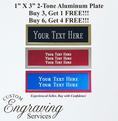 Engraved Plate 1''x3'' Custom TWO TONE Aluminum Trophy Plate Name Tag Plaque Art