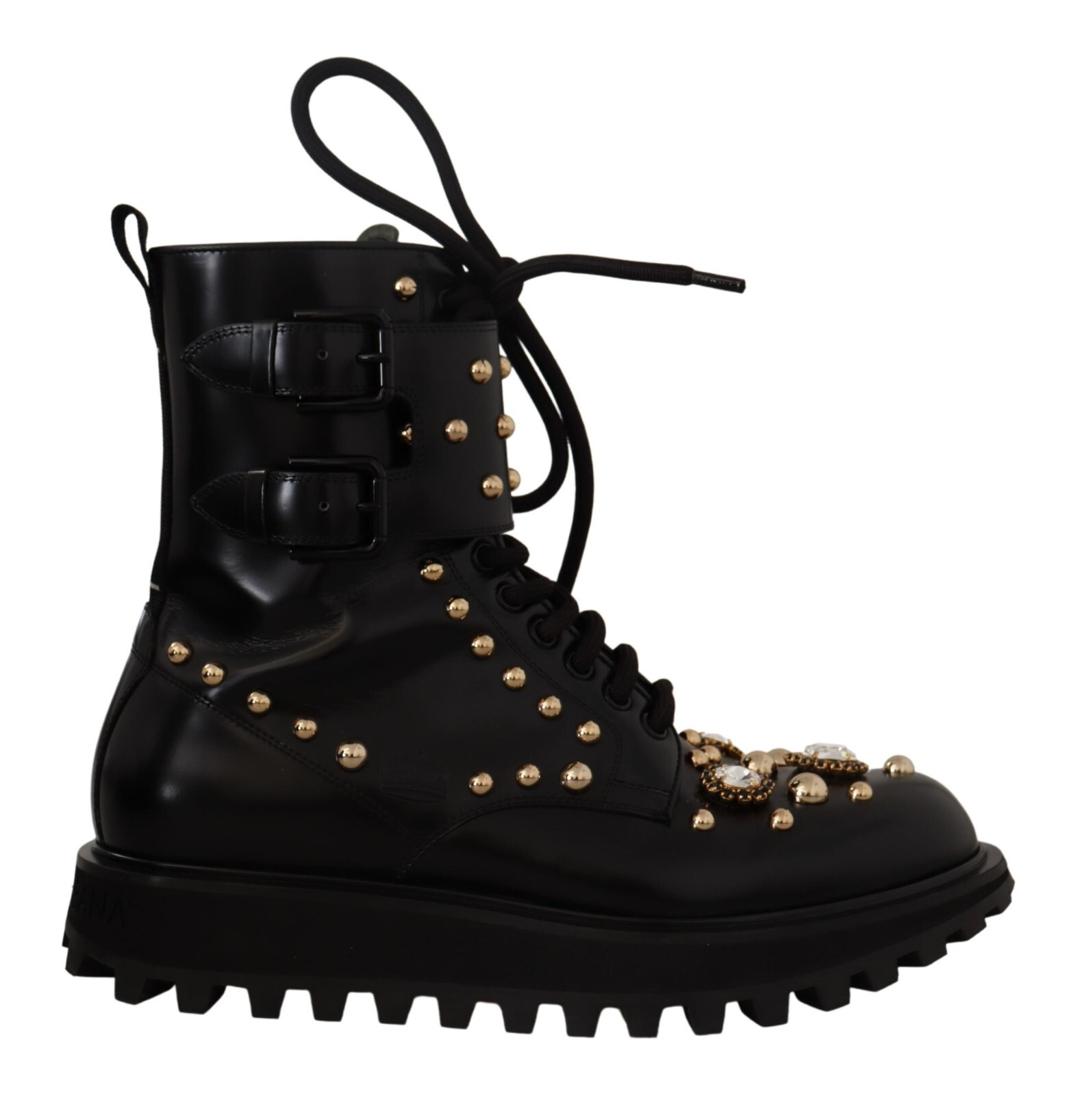 

DOLCE - GABBANA Обувь Сапоги черные кожаные с кристаллами EU44 / US11 $2000, Черный