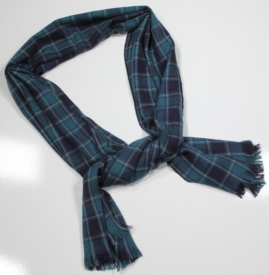 * KITON * Aqua & Navy Plaid Made in Italy 100% Cashmere 76