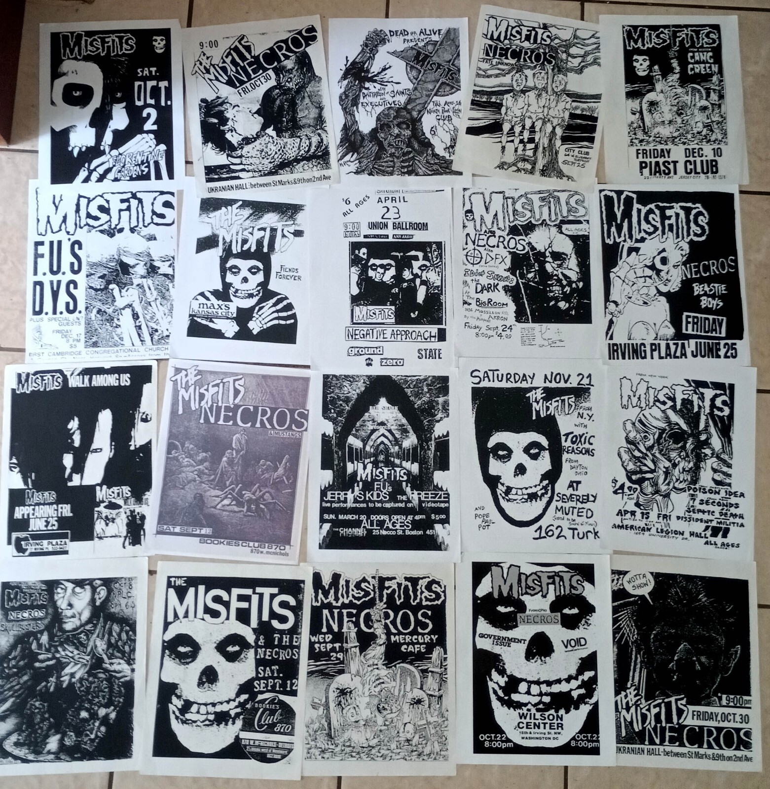 MISFITS 20 flyer set, repro 8.5x11, SAMHAIN, DANZIG, Punk Flyers, Horror Punk MISFITS 20 flyer set, repro 8.5x11, SAMHAIN, DANZIG, Punk Flyers, Horror Punk