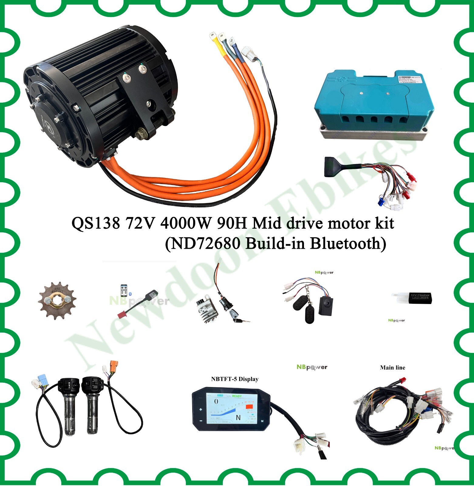 MAY⑬ QS138 4000W 90H 120KPH IPM Mid Drive Motor Kit with ND72530