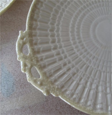 Irish Belleek Limpet Pattern Bread Tray 2 Pieces Cobb Tint Border Perfect