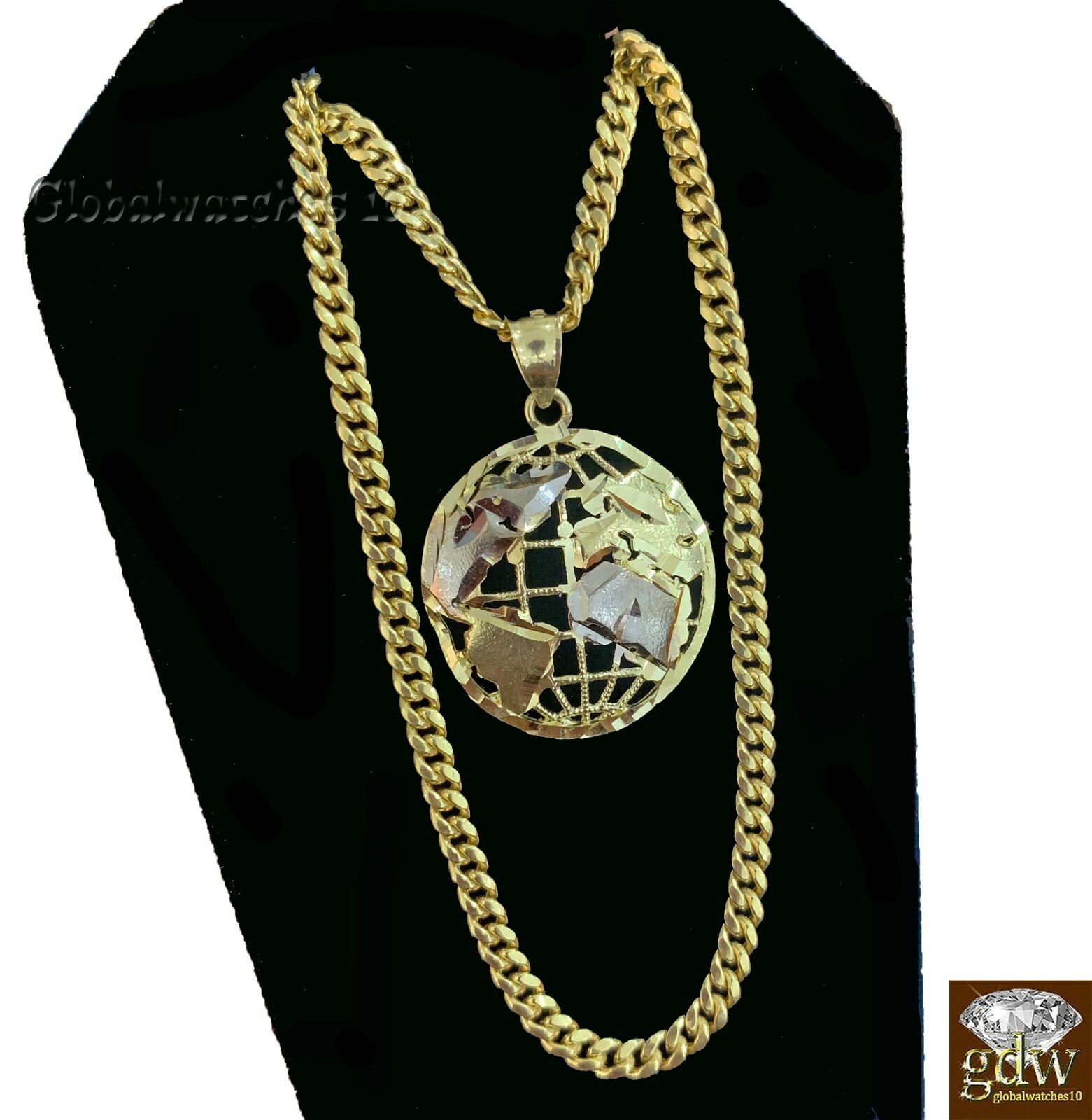 Pre-owned G&d 10k Gold Earth Charm Pendant Miami Cuban Chain 22 24 26 28 Inch