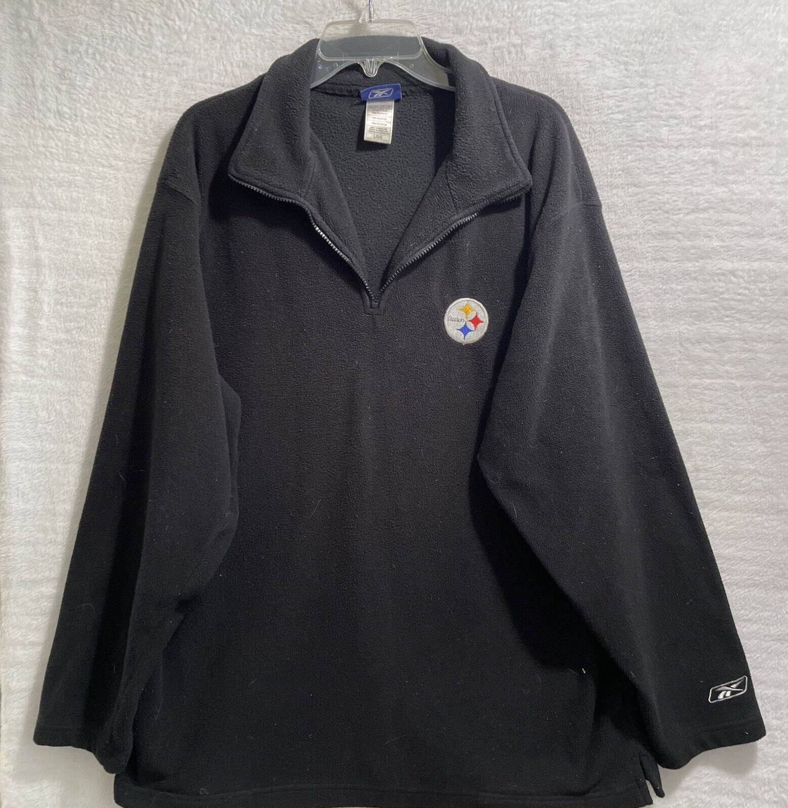 Reebok NFL Steelers Fleece Jacket Mens Large Black Long Sleeve Pullover