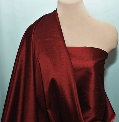 STRETCH SHANTUNG 56/57'' RUBY RED ..1 YARD WESTERN WEAR.. CLOTHING..DECOR 