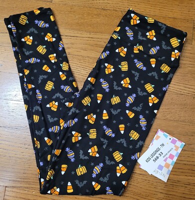 LuLaRoe Gigi + Jax Witchful Thinking Tween Leggings Pumpkin, Candy Corn, BatsNWT