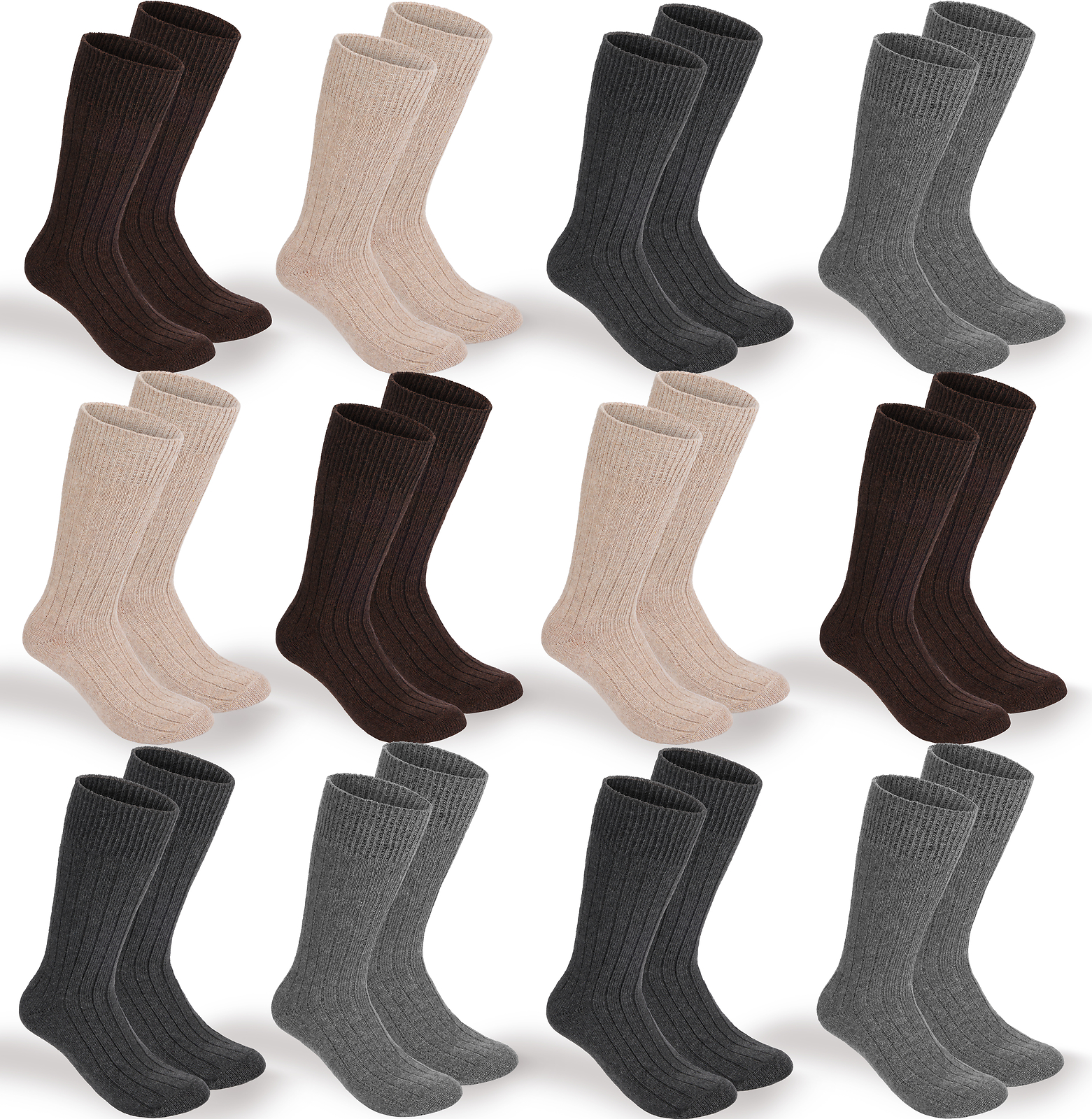 BRUBAKER 4 Pairs Alpaca Wool Socks - Fine Knit Socks for Women and Men