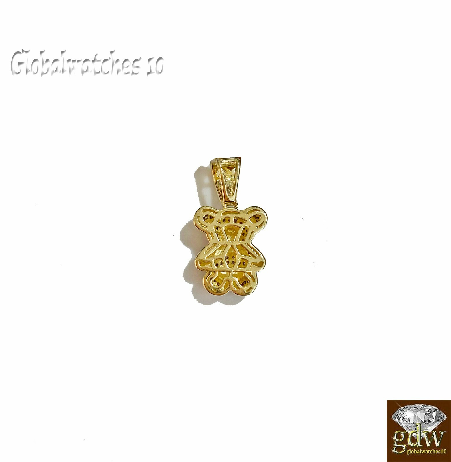Pre-owned G&d 10k Gold Diamond Charm With Rope Chain In 20 22 24 26 Inch Teddy Charm Pendant