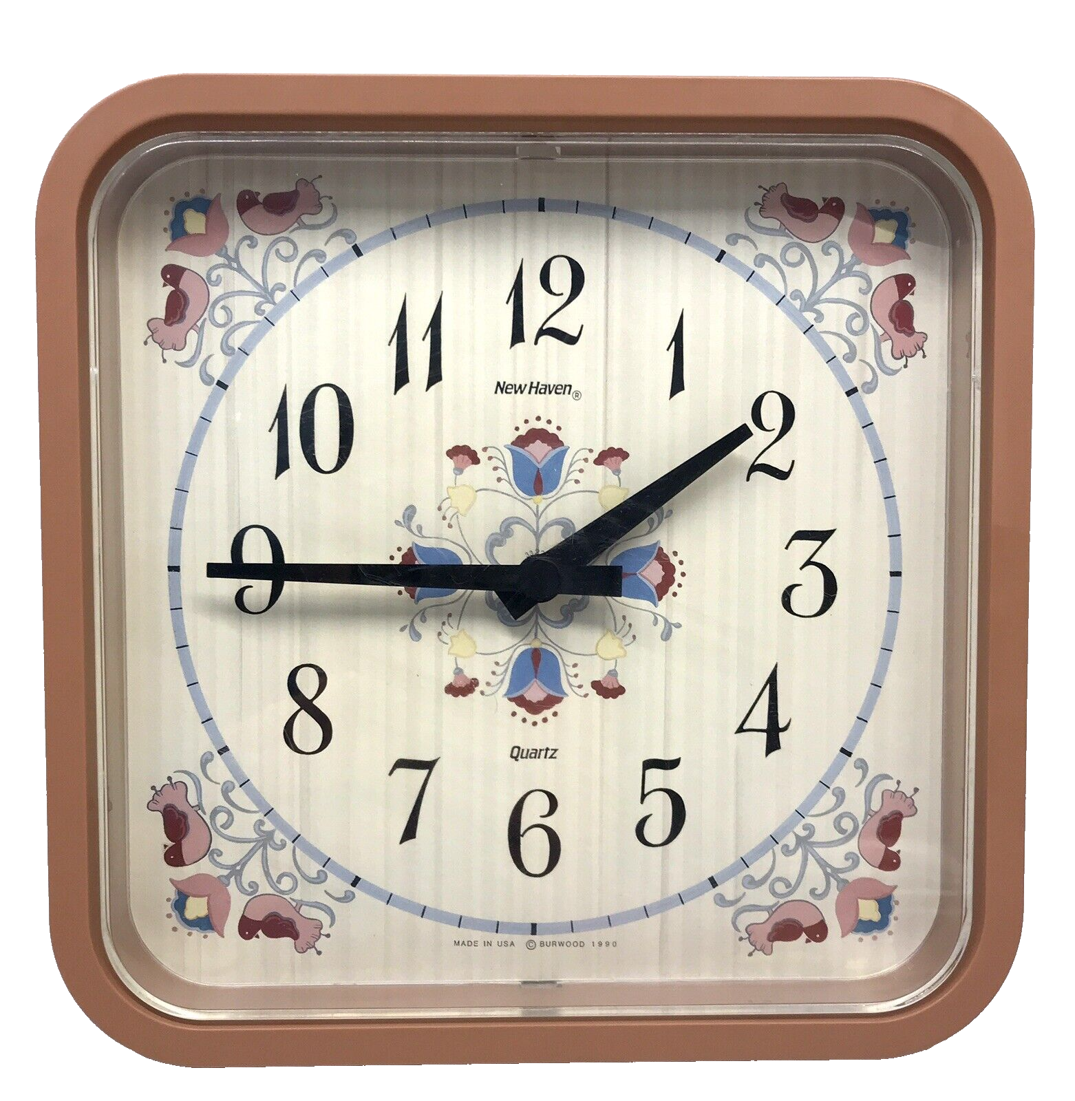 New Haven Burwood Quartz Wall Clock Quieter Tick Birds