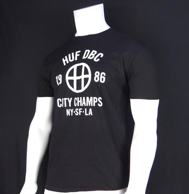 NEW HUF BLACK 1986 DBC CHAMPIONS CLASSIC LOGO MENS Size Medium T SHIRT  RHUF-4