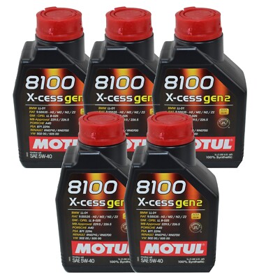 Motul 5 Liters 8100 X-cess gen2 SAE 5W-40 100% Synthetic Engine Motor Oil 5 x 1L