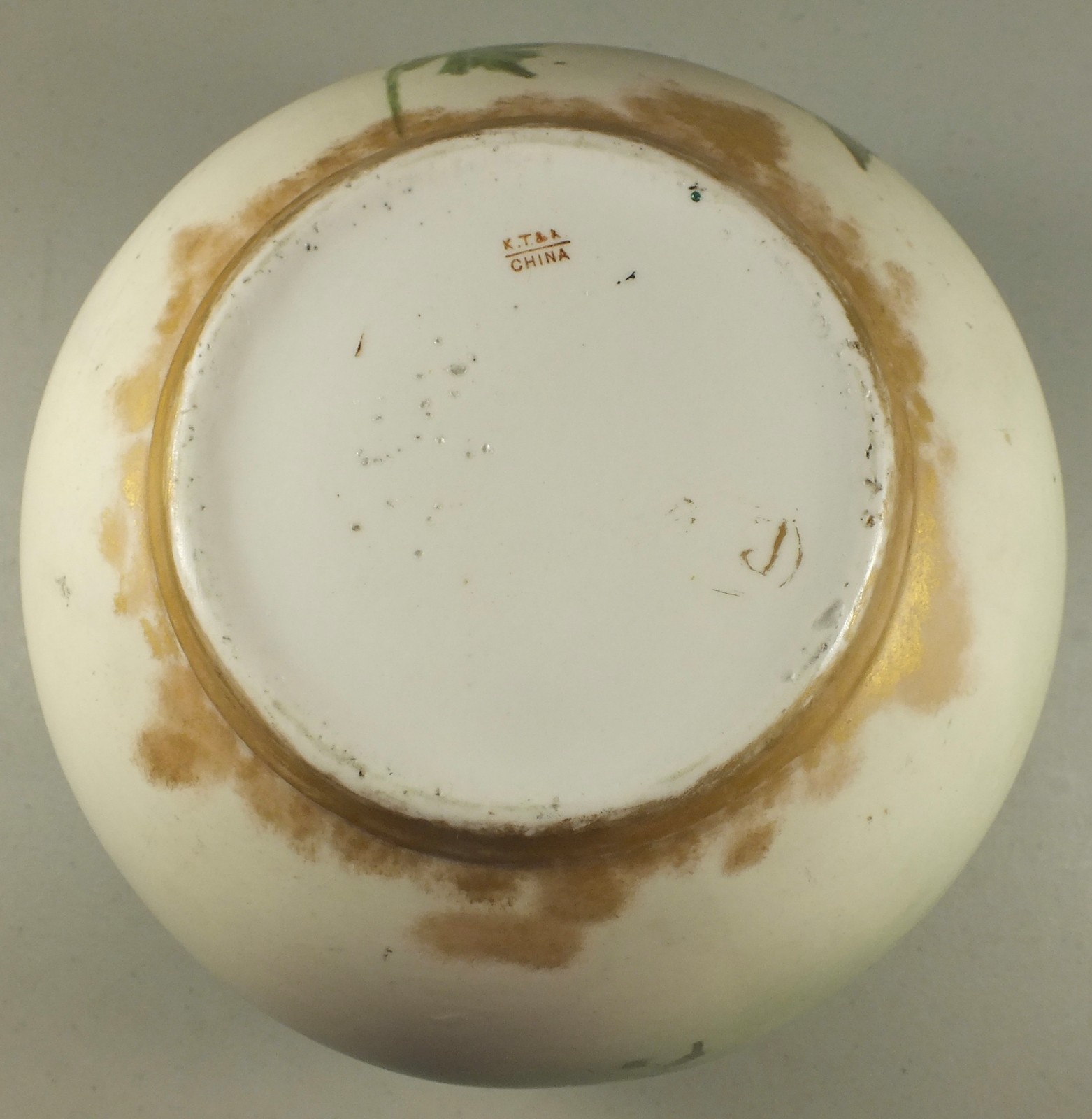 Antique KTK Knowles Taylor China LG Hand Decorated Planter Bowl Vase ~Fancy Top