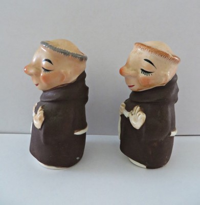 Vintage 50s Friar Tucks Monk Priest Salt & Pepper Shakers Japan RARE!
