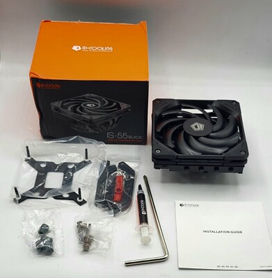 ID-COOLING IS-55 Black CPU Cooler Low Profile 55MM Height CPU Air Cooler