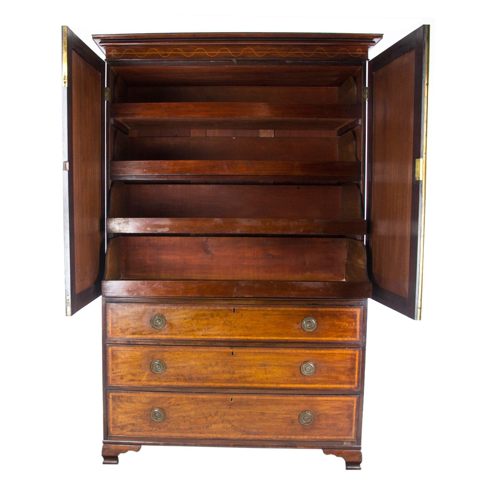 Mahogany Linen Press, Antique Armoire, Cabinet, Chest of Drawers, 1790, B996