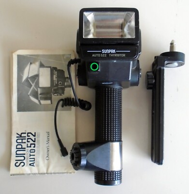 SUNPAK AUTO 522 HYRISTER HANDLE MOUNT FLASH UNTESTED W/MANUAL