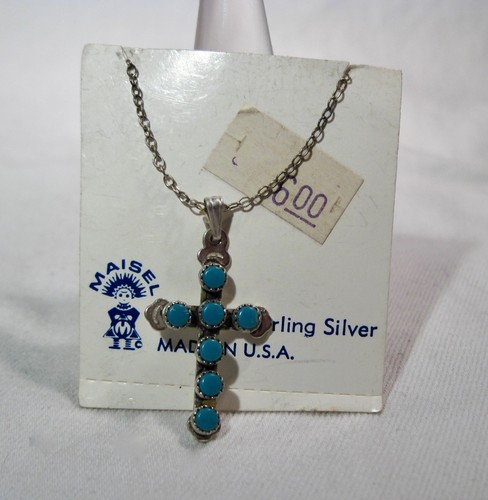 アクセサリー Silver Vintage Trival Cross PD Vintage Sterling Silver Turquoise Maisel Cross Necklace