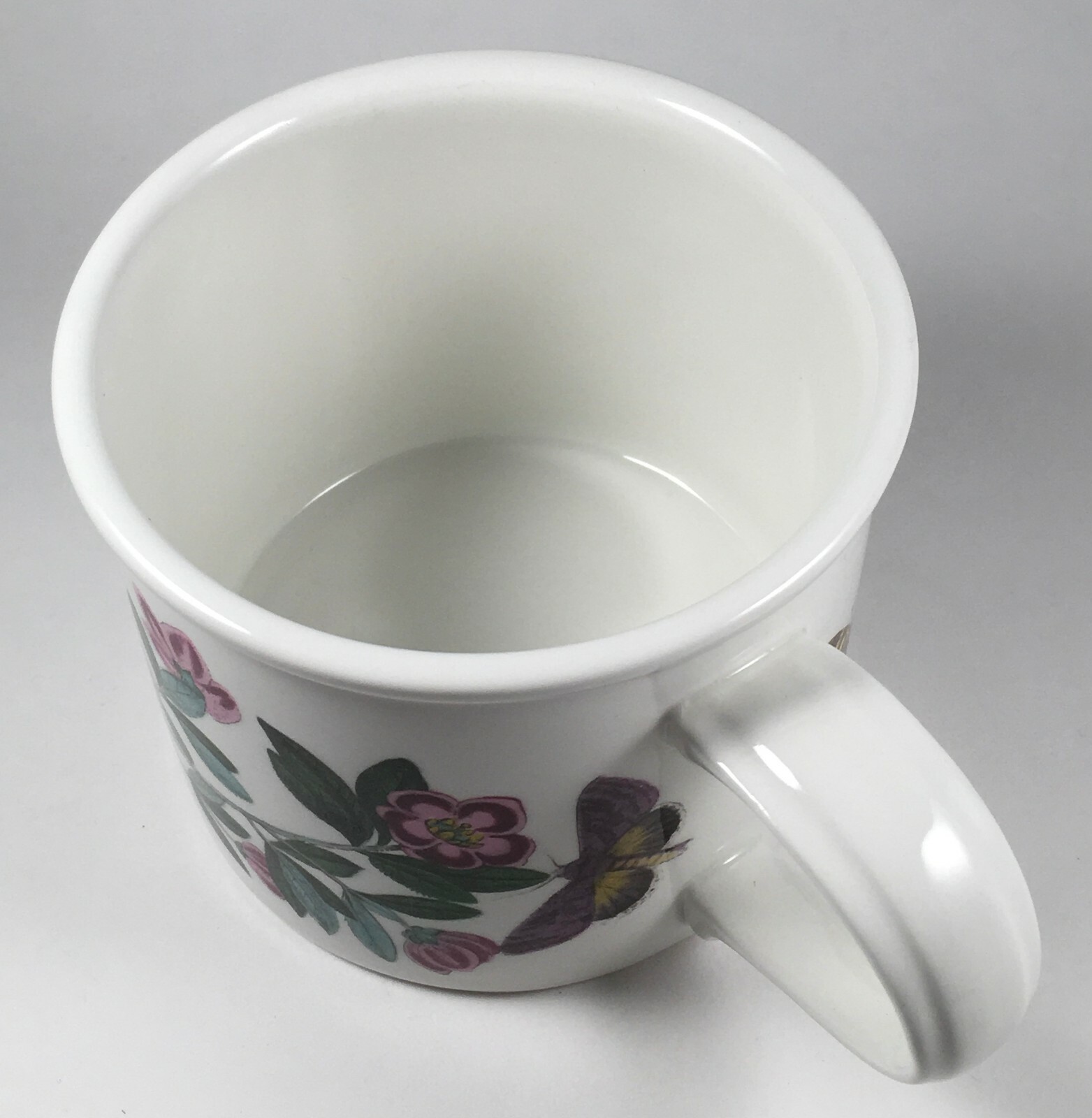 SET of 2 Portmeirion Botanic Garden Drum Mugs Cups Viola Heartsease Rhododendron