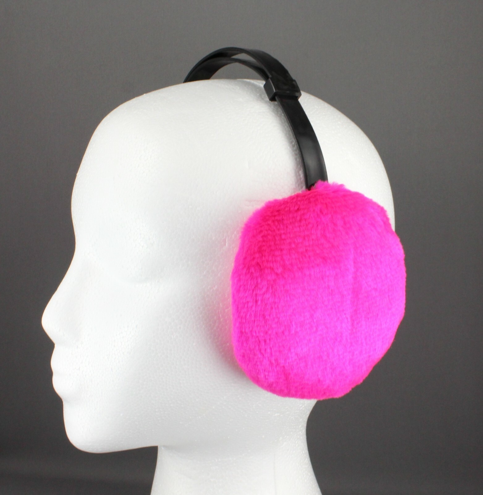 Pink faux fur furry ear muffs warmers fold up classic old