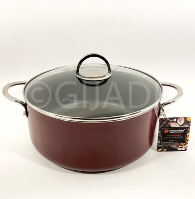 Masterclass Premium Cookware Stock Pot 11'' 7.3-qt Casserole Pan Burgundy New